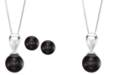 Macy's 2-Pc. Set Onyx (10 & 12mm) Pendant Necklace and Matching Stud Earrings in Sterling Silver